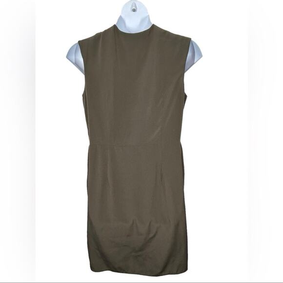 Adrianna Papell Olive Drape Neck Faux Wrap Sleeveless Midi Dress 16 - Picture 8 of 12